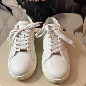Jimmy Choo Leather Sneakers with Gold Heel Detail